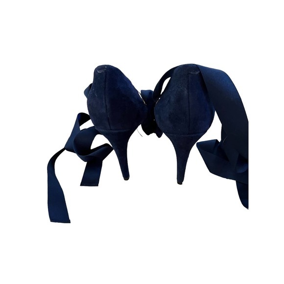 Alice + Olivia Blue Suede Heels with‎ Ribbon Ties Size 6.5/37 - Picture 7 of 9